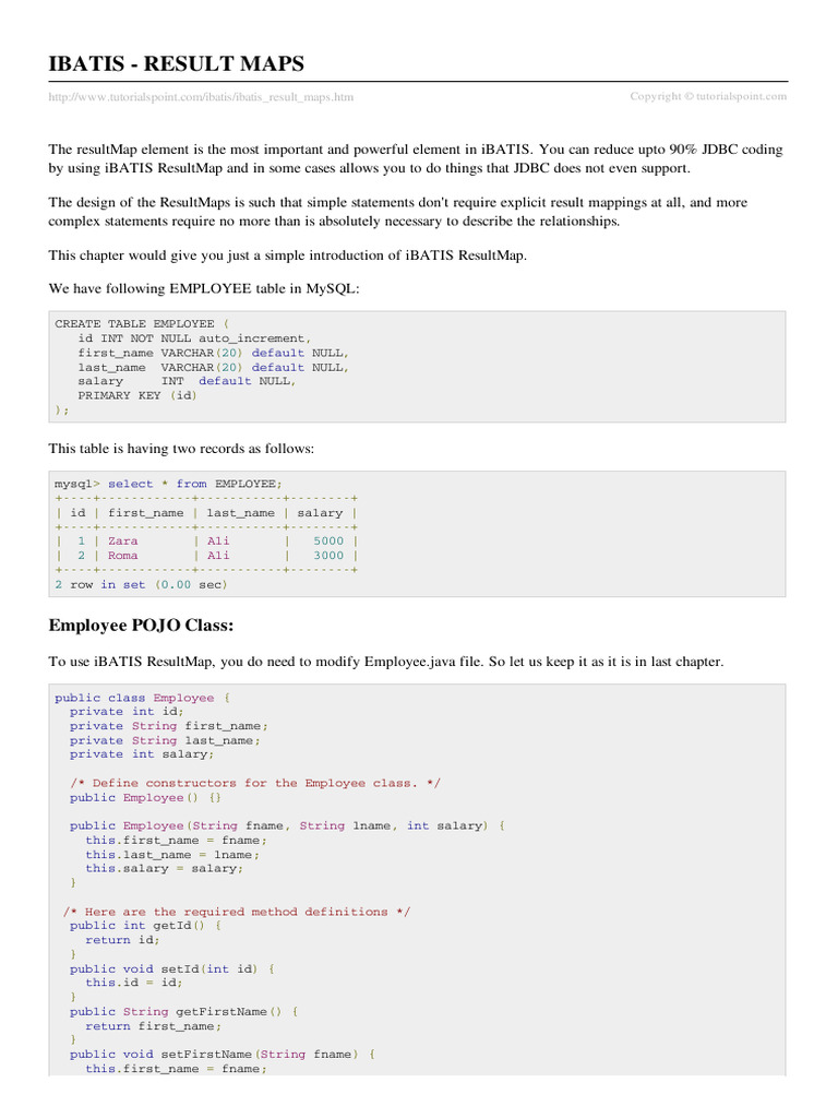 Ibatis Result Maps | PDF | Data Management | Software Development