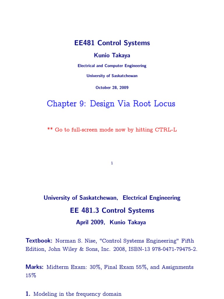 Root Locus Design in Control Systems | PDF | Control Theory | Cybernetics