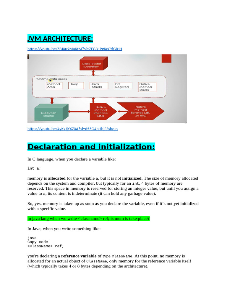 Jvm Architecture | PDF | Pointer (Computer Programming) | Constructor ...