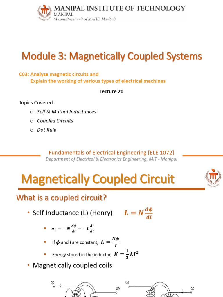 L20 Magnetically Coupled Circuits Modified | PDF | Inductance | Inductor