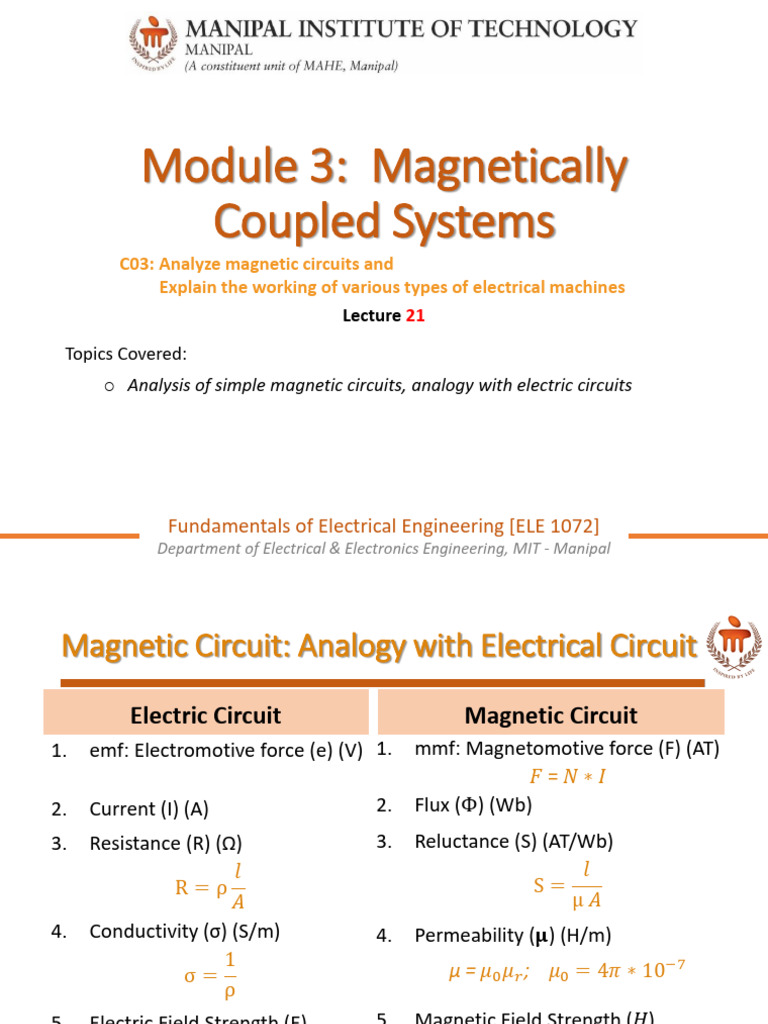 L21 - Analysis of Magnetic Circuits - Modified | PDF | Inductor ...