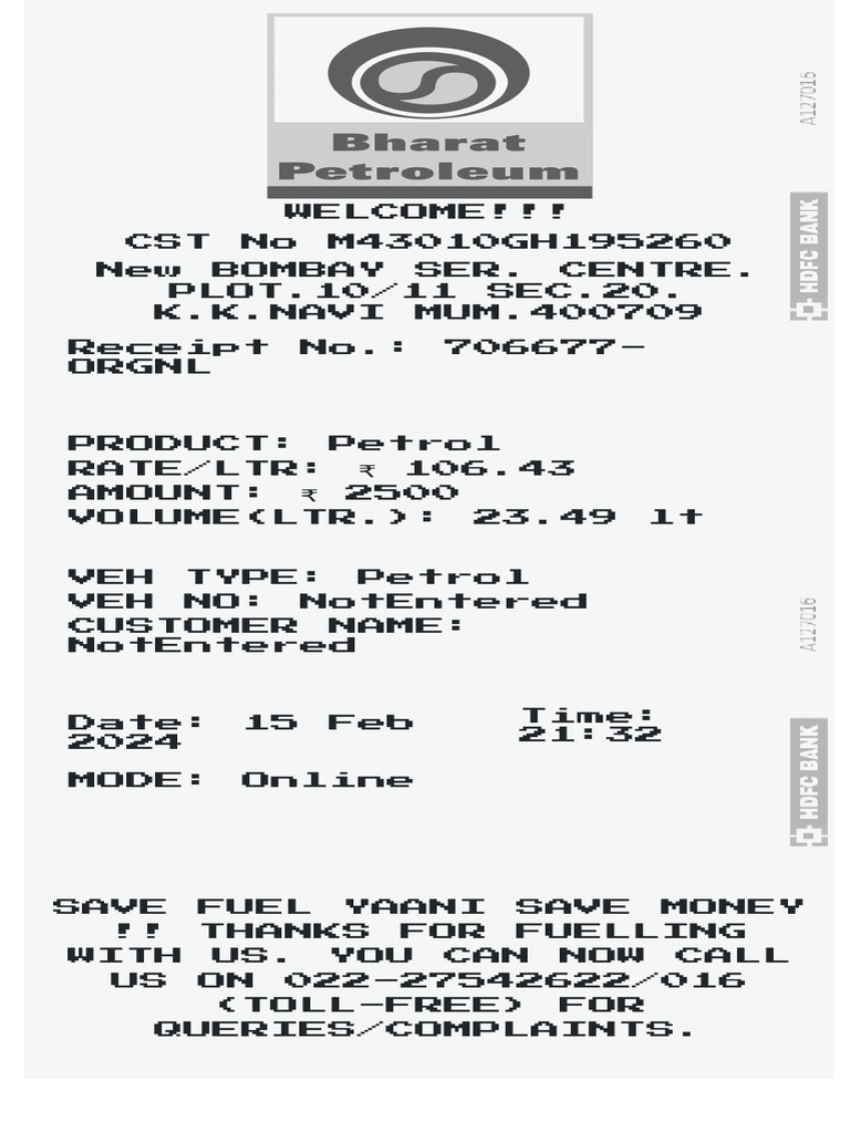 Fuel Bill Template 3 | PDF