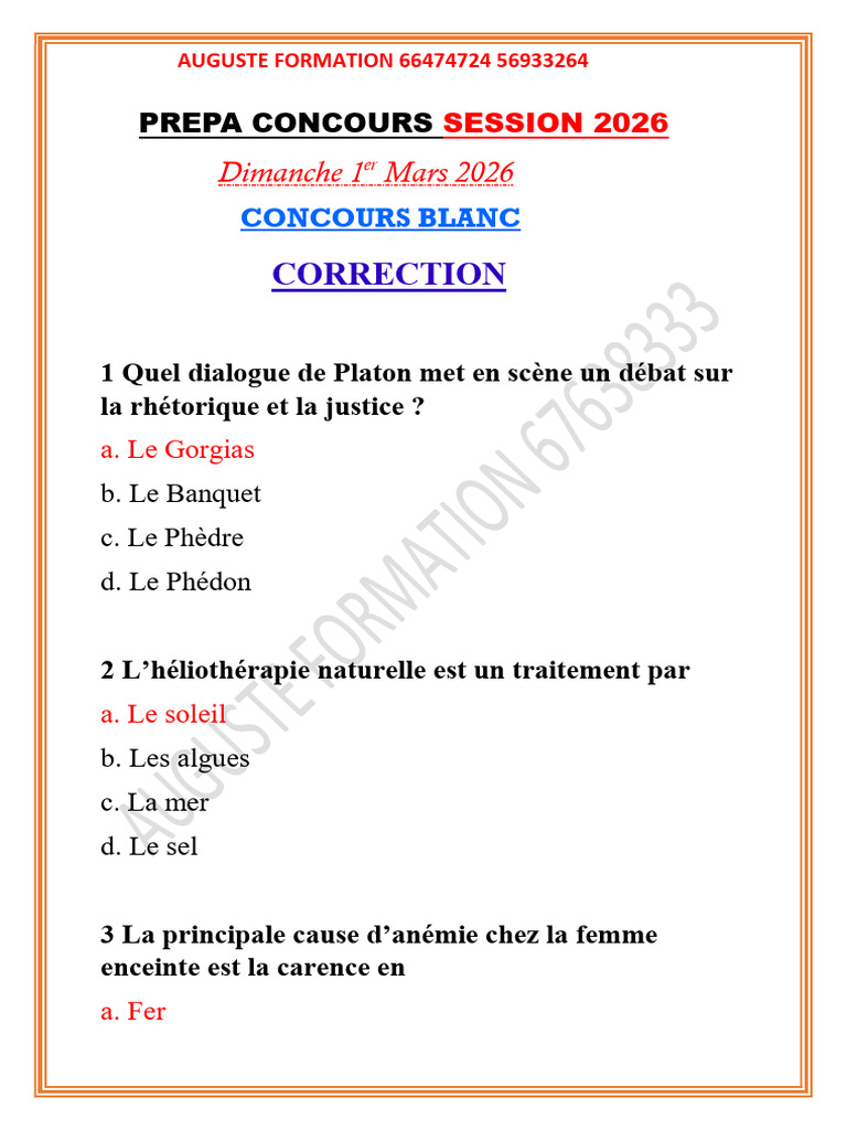 Correction Du Concours Blanc 22 | PDF | Progestérone | Testicule