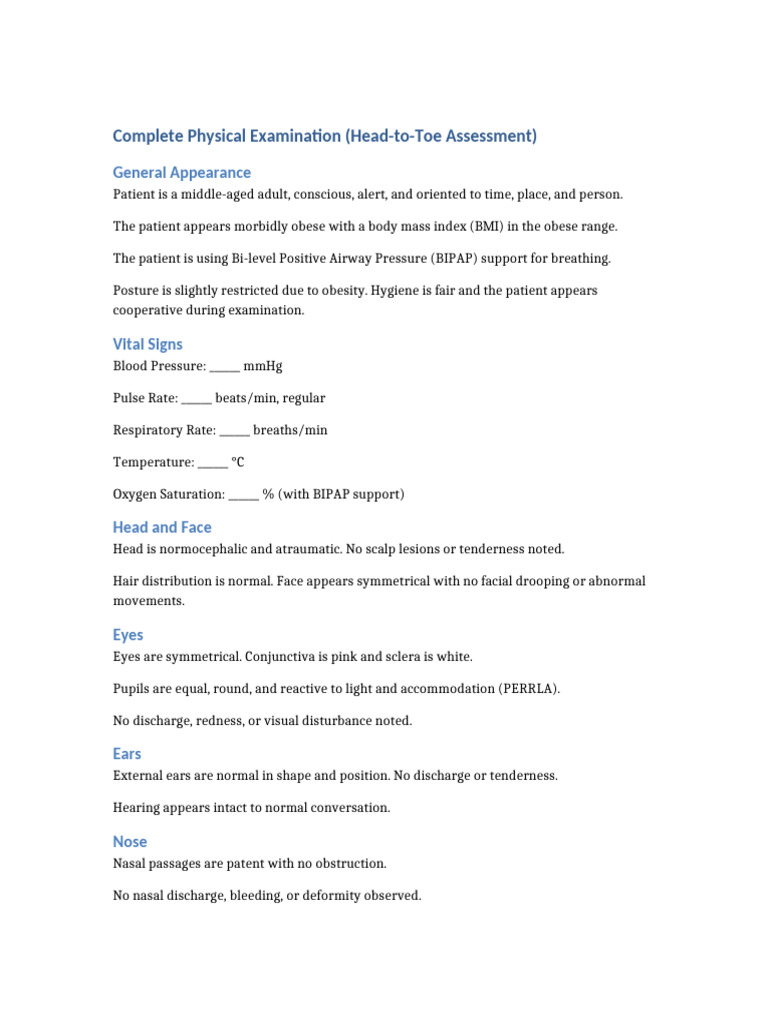 complete_physical_examination_head_to_to | PDF | Respiratory System ...