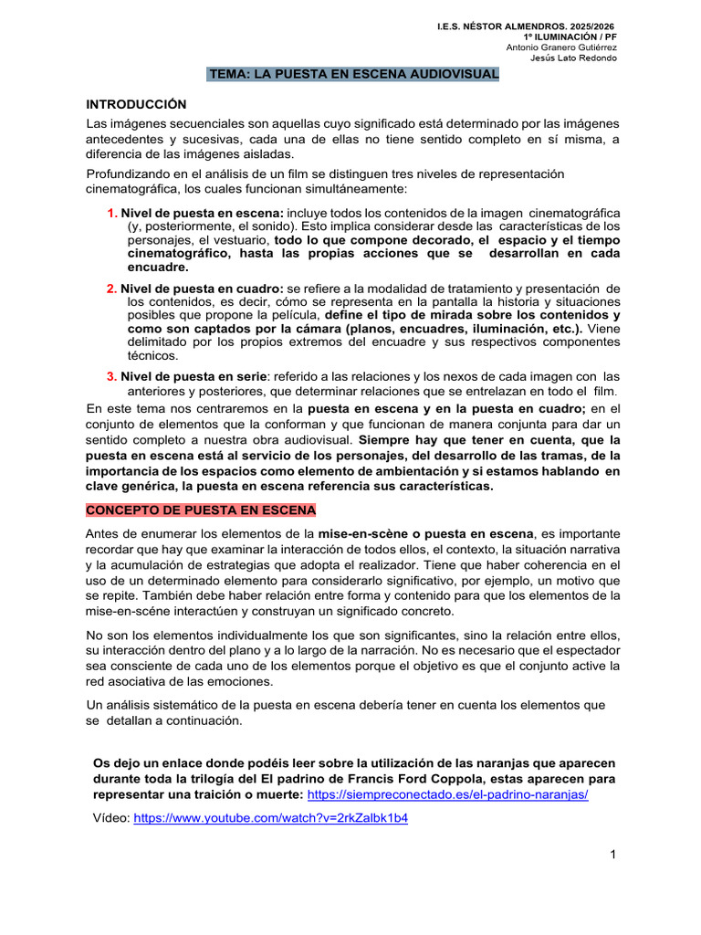 La Puesta en Escena Av | PDF | Sombra | Lentes de aumento