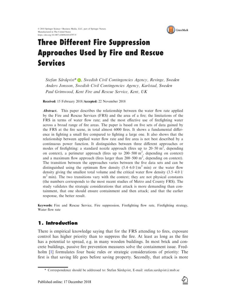 Three Different Fire Suppression Approaches Used by Fire and Rescue ...