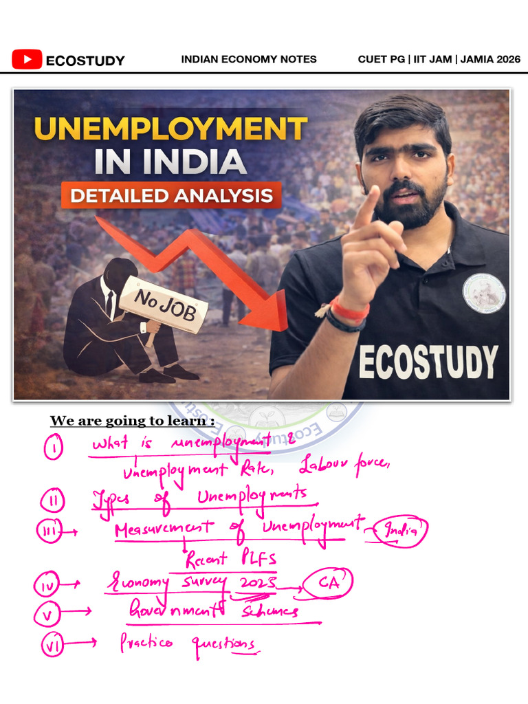 Unemployment in India Post Session Notes | PDF | Economies | Employment