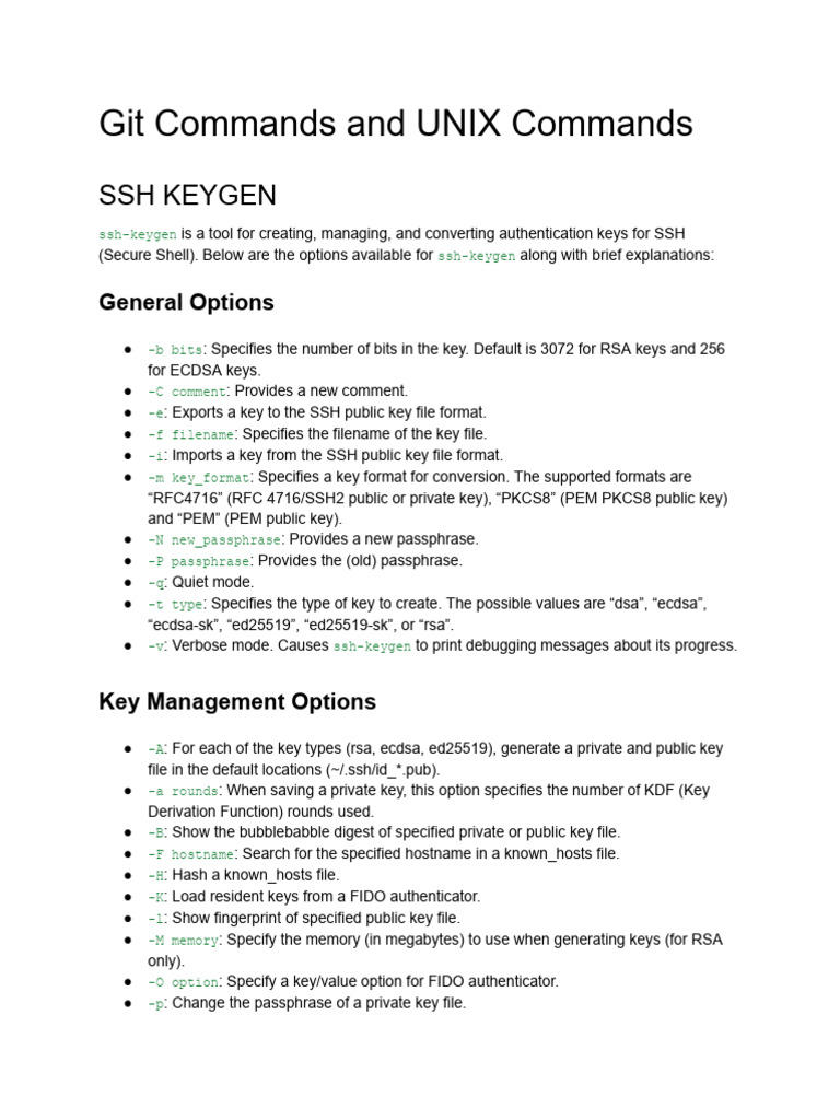 Git Commands and UNIX Commands | PDF | Secure Shell | System Software