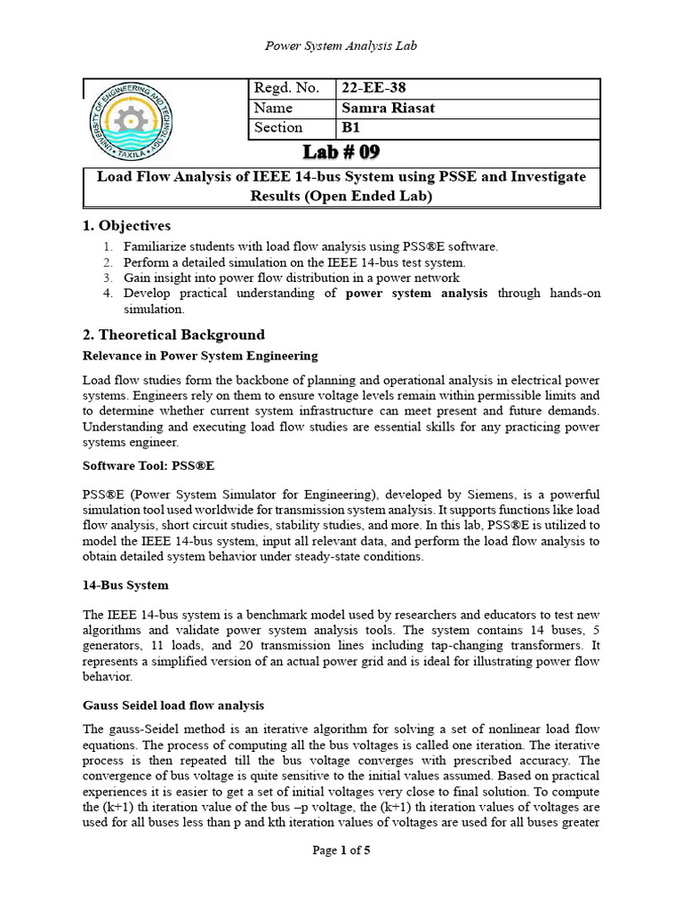 PSA LAB 09 (Open Ended) | PDF | Electrical Engineering | Electricity