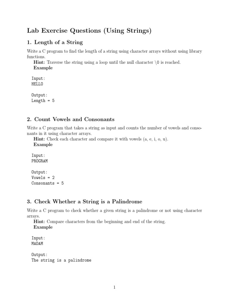 Exp 7 Strings Lab Questions | PDF