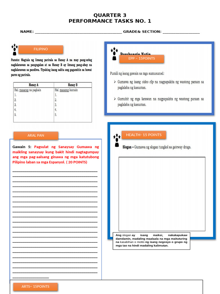 Performance Tasks q3 No1 6 | PDF