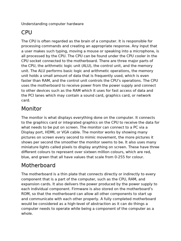 Understanding Computer Hardware | PDF | Solid State Drive | Computer ...