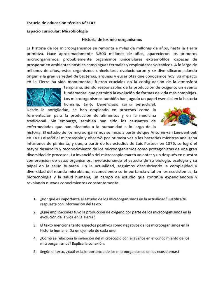 Historia de Los Microorganismos-1_250312_175907 | PDF | Microorganismo ...