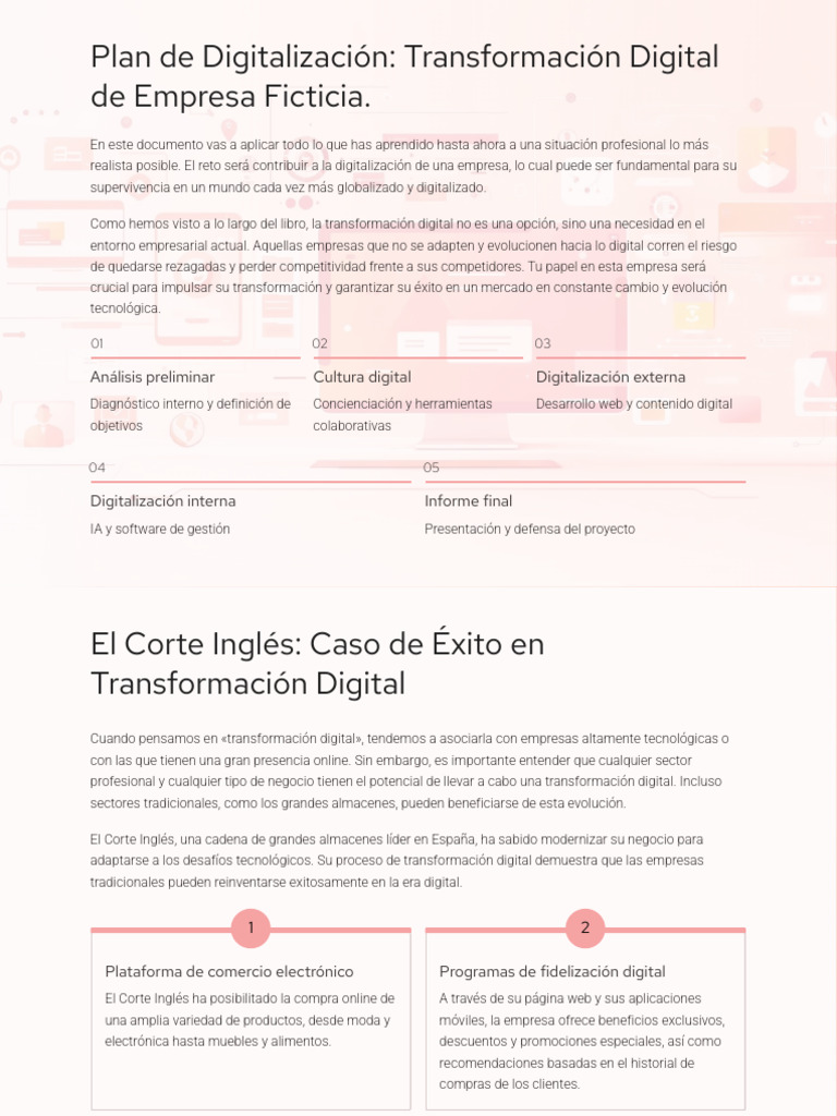 Plan de Digitalizacion Transformacion Digital de Empresa Ficticia | PDF ...