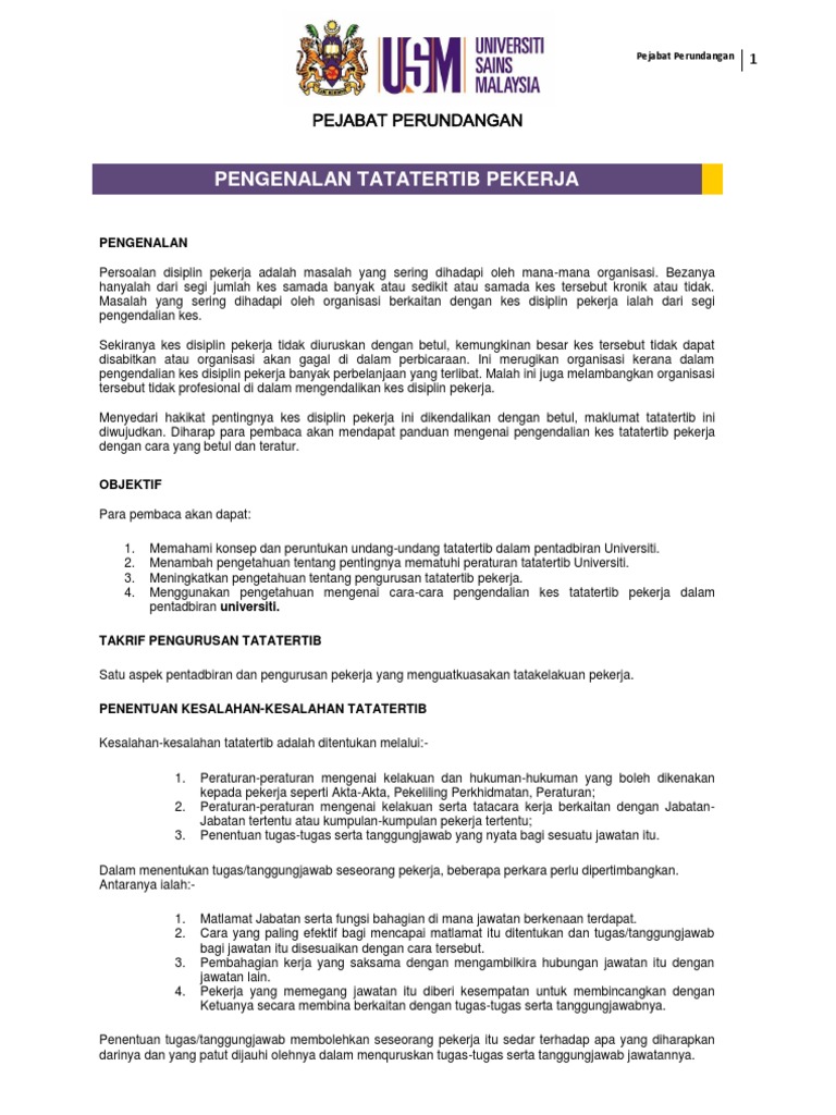Pengenalan Tatatertib Staf Dan Soalan Faq Pdf