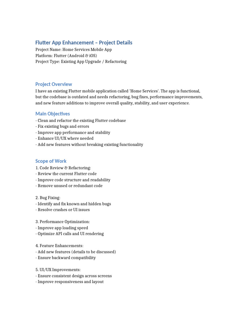 Home Services Flutter Project Details | PDF