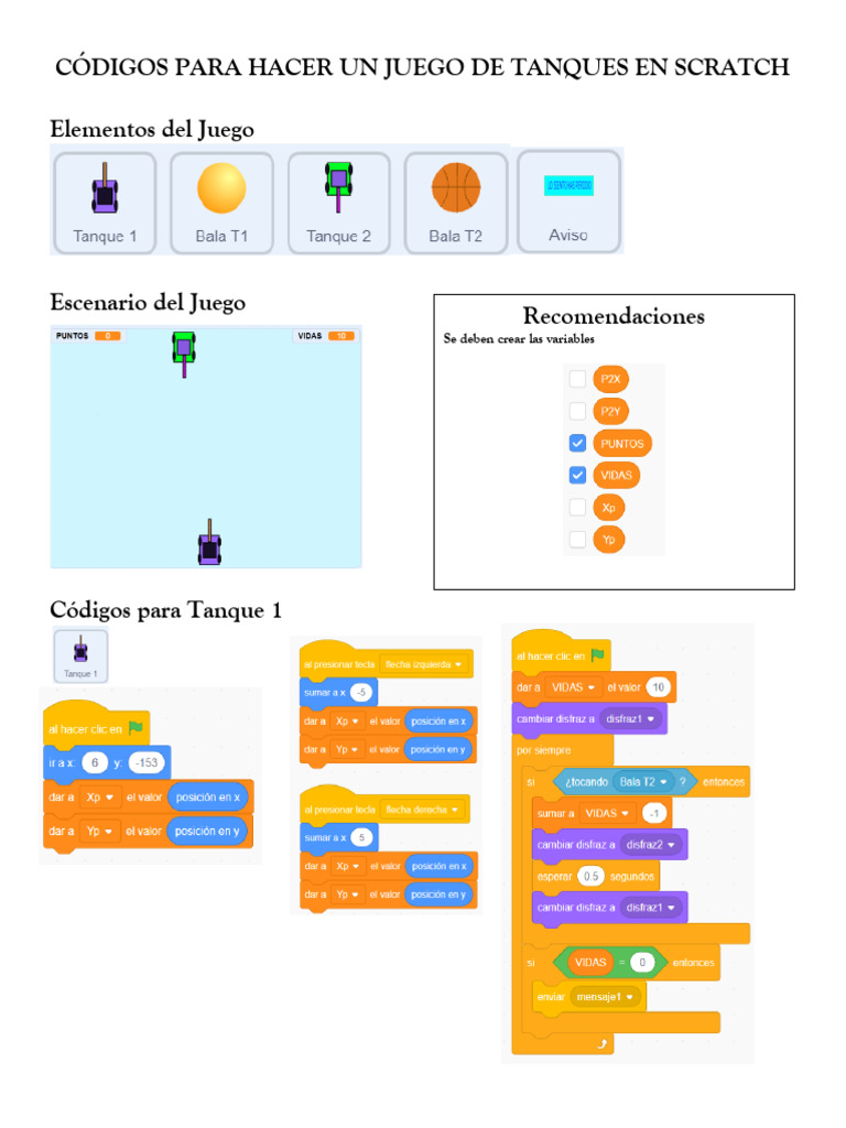 Códigos para Hacer Un Juego de Tanques en Scratch | PDF
