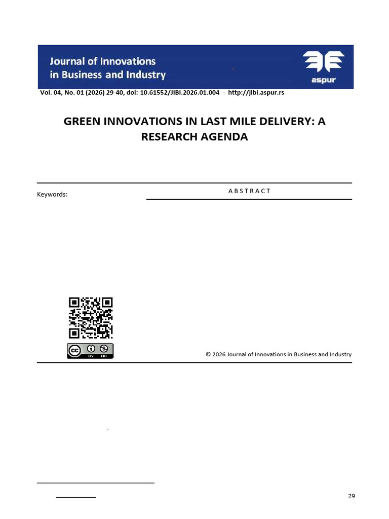 Green Innovation in LST Mile Delivery | PDF | Transport | Innovation