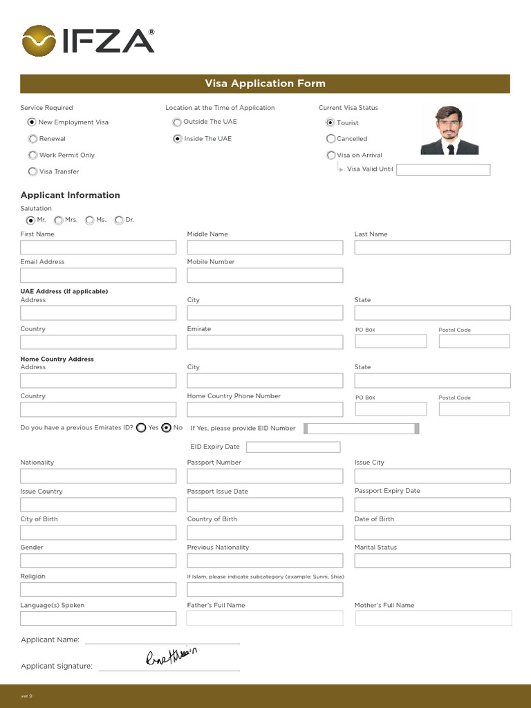 Visa Application Form of Riaz Hussain | PDF | United Arab Emirates ...