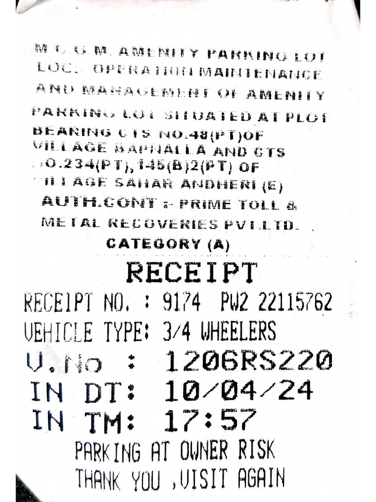 Parking and Pertrol Bills | PDF