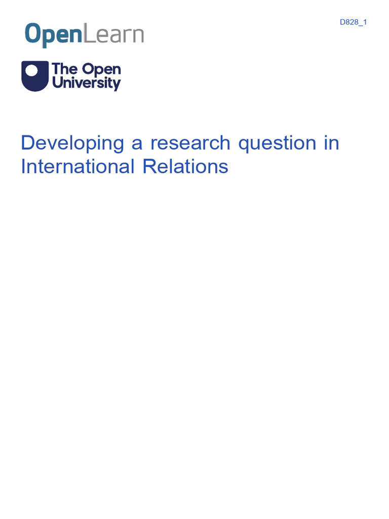 Developing a Research Question in International Relations Printable ...