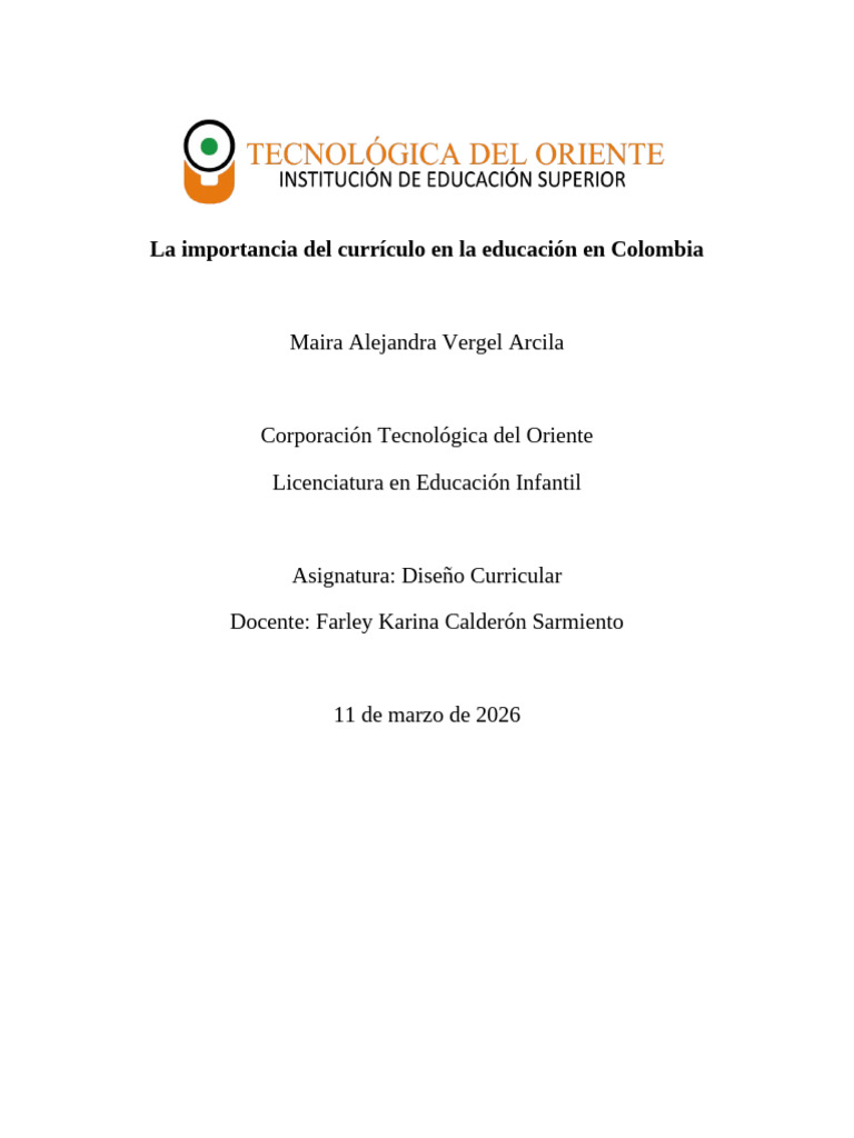 La Importancia Del Currículo en La Educación en Colombia | PDF | Plan ...