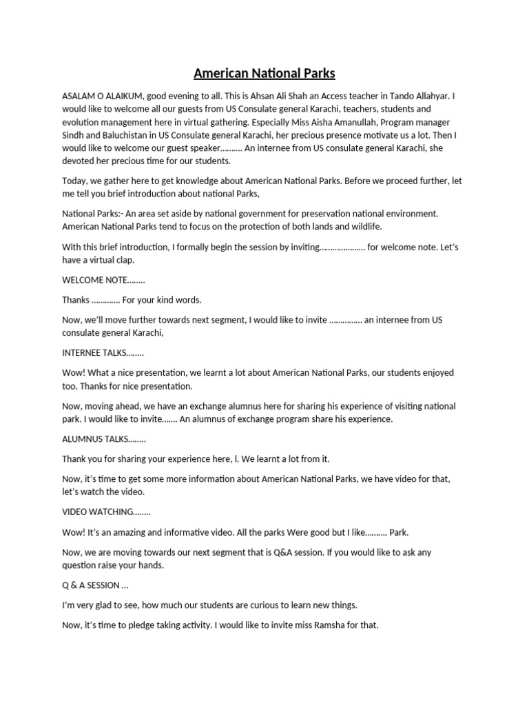 American National Parks (Emcee Script) | PDF