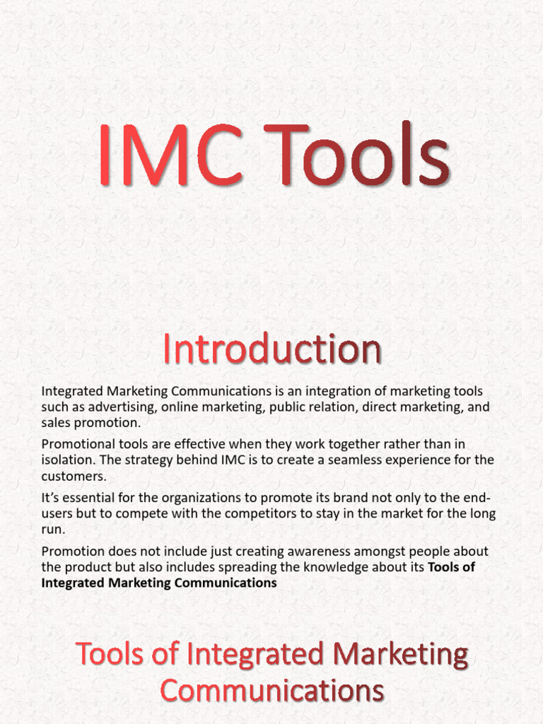 IMC_Tools | PDF | Marketing Communications | Sales