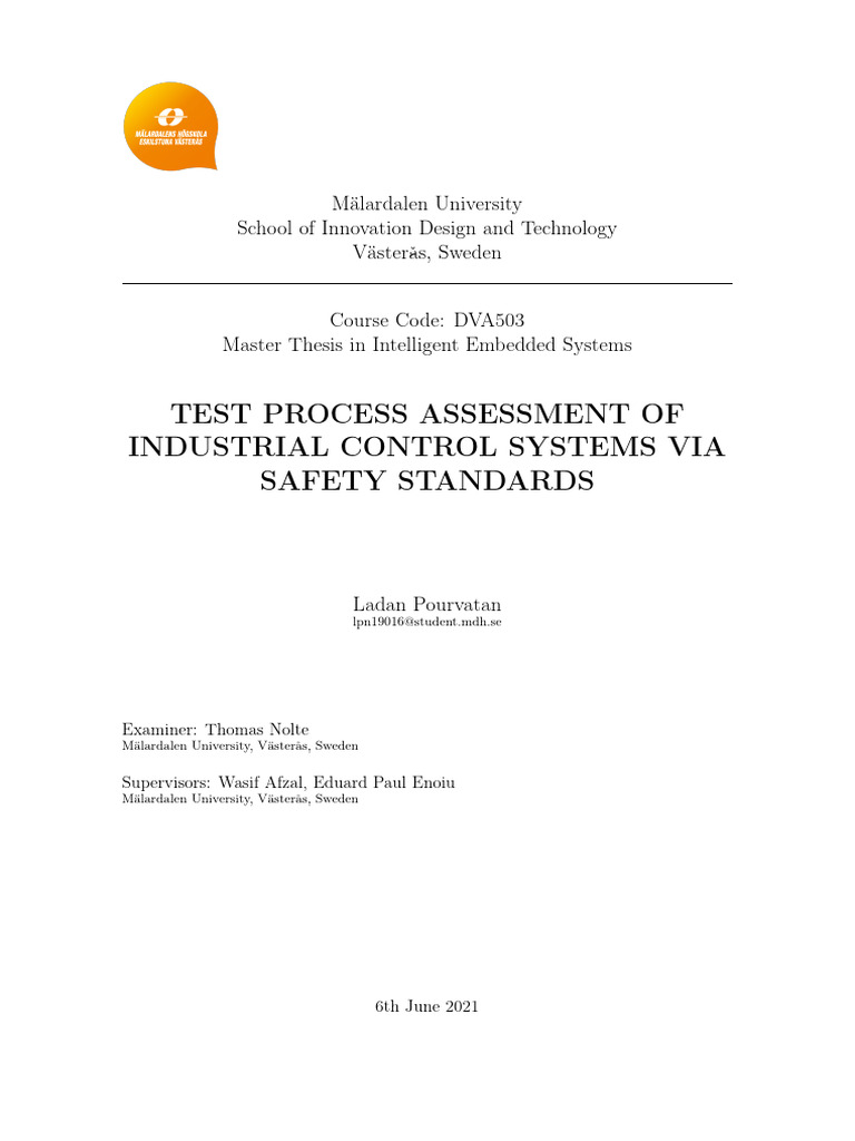 Test Process Assessment of Industrial Control Systems Via Safety ...