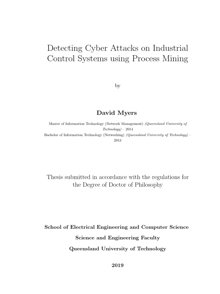 Detecting Cyber Attacks On Industrial Control Systems Using Process ...