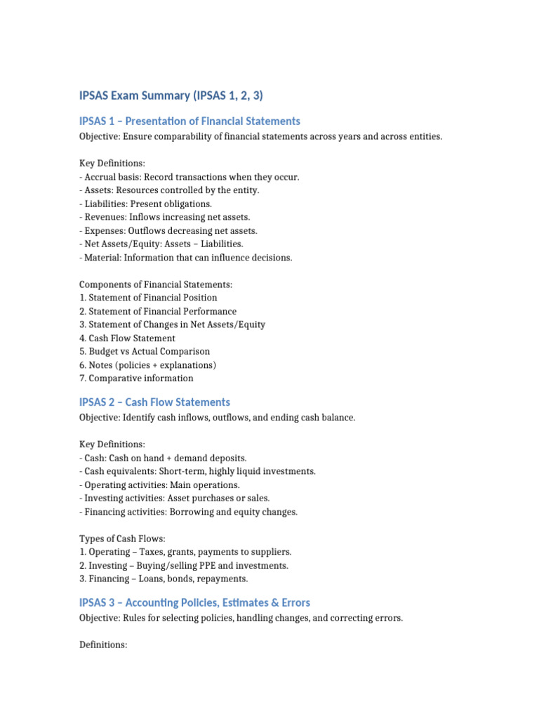 IPSAS Exam Summary | PDF