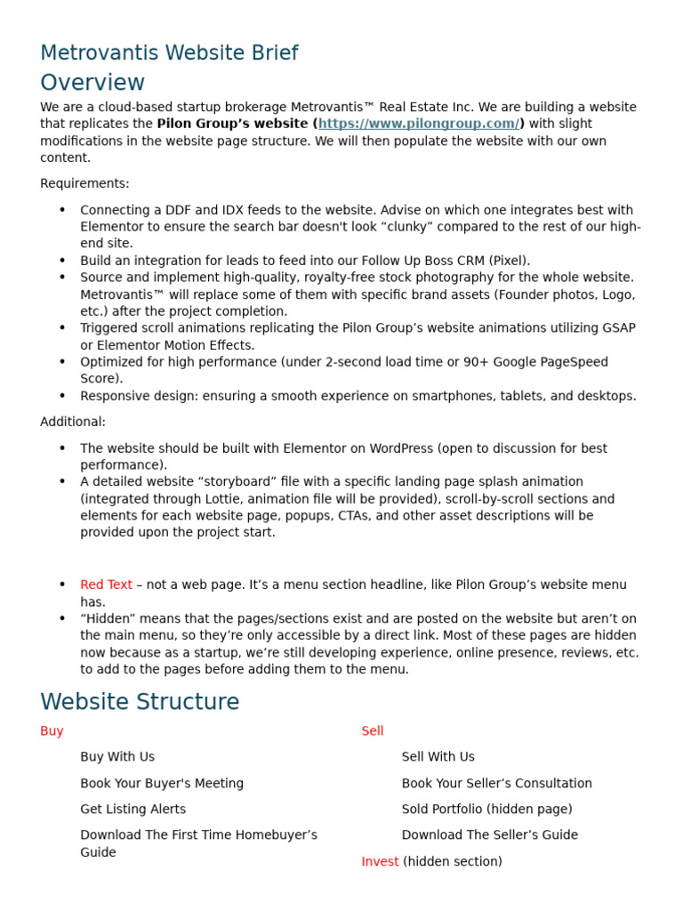 Metrovantis™ Upwork Website Brief 2-Pager | PDF | Software | World Wide Web