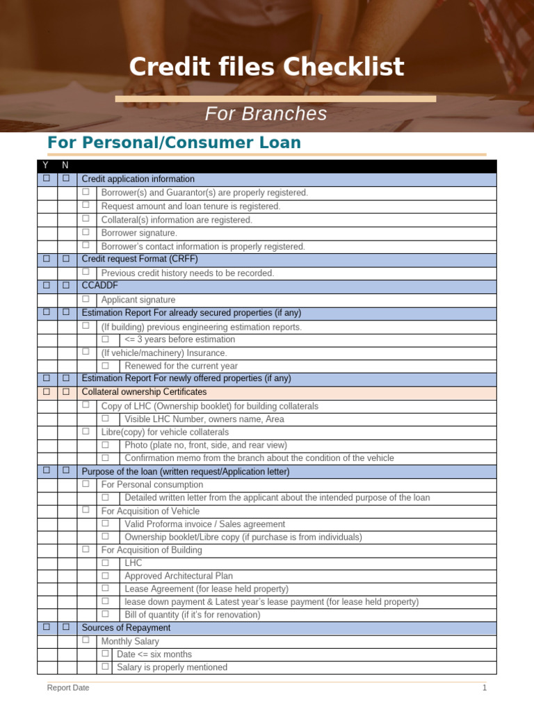 Personal Loan Checklist | PDF | Finance & Money Management | Credit