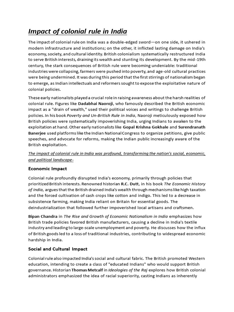 Impact of Colonial Rule in India | PDF | Economies