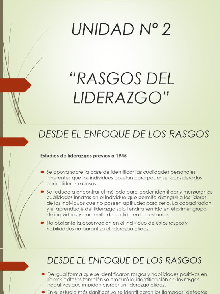 Unidad #2 - Rasgos Del Liderazgo | PDF | Liderazgo | Comportamiento