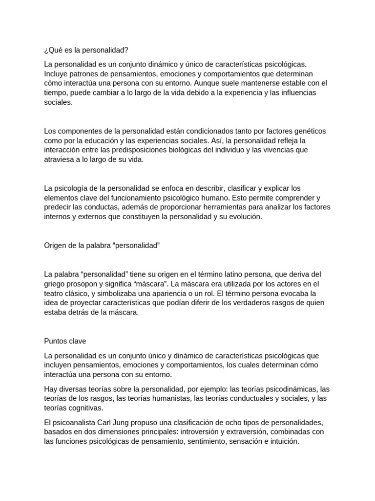 Los Tipos de Personalidad | PDF | Psicología de la personalidad | Sicología