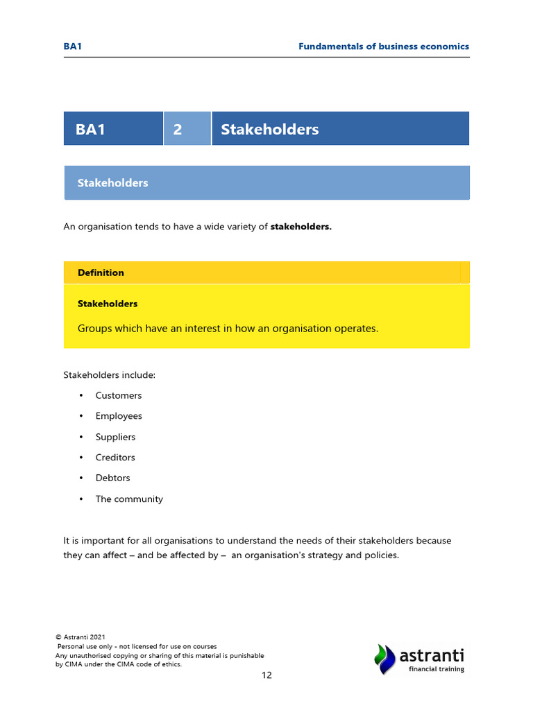 BA1 - Chapter 2 - Revision Notes | PDF | Corporate Governance ...