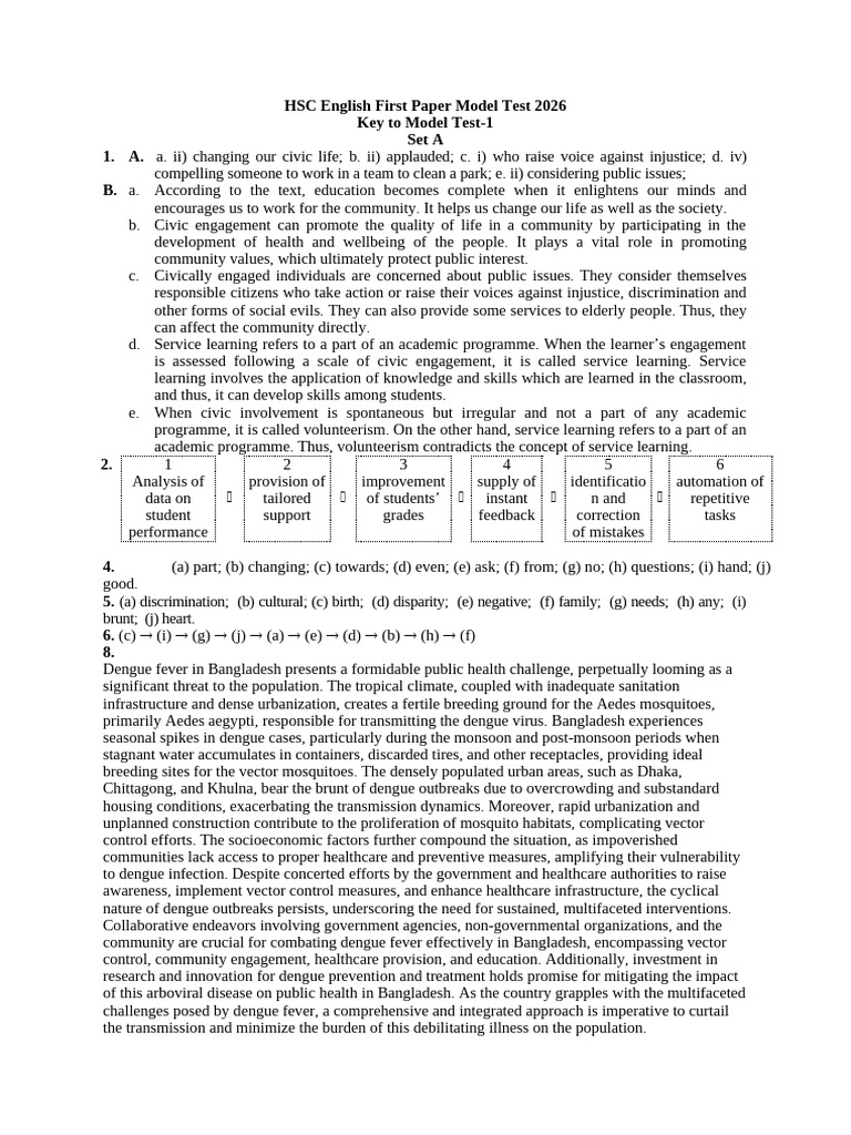 Key to Model Test 1 | PDF | Spirituality | Beauty