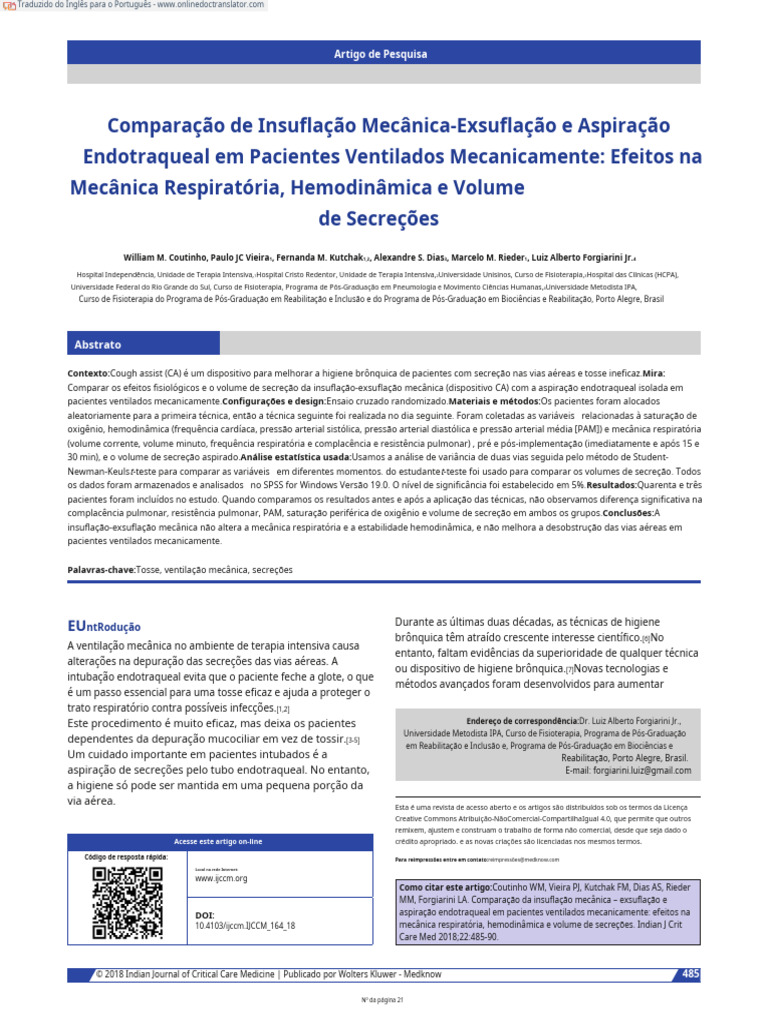 Coutinho. 2018. Comparison of Mechanical Insufflation Exsuflattion and ...