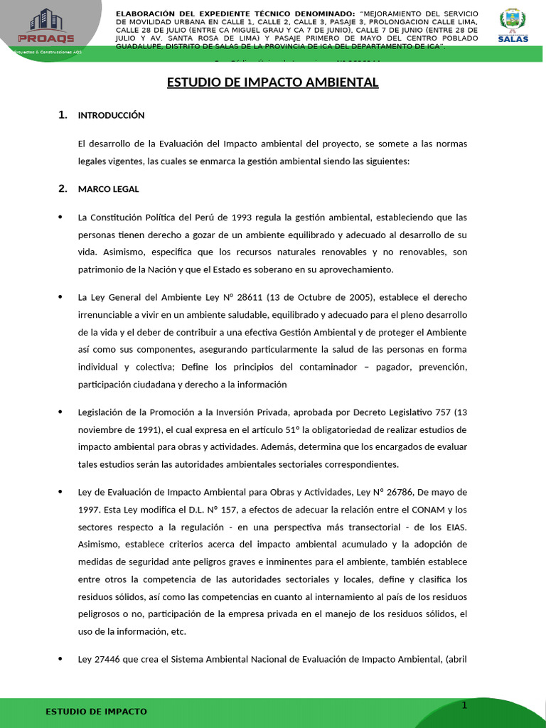 Estudio de Impacto Ambiental | PDF | Evaluación de impacto ambiental ...