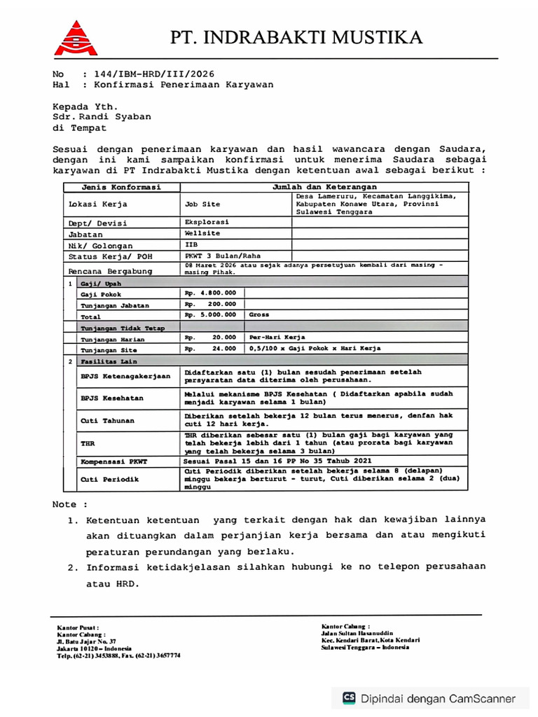 Offering Letter Randi Syaban | PDF