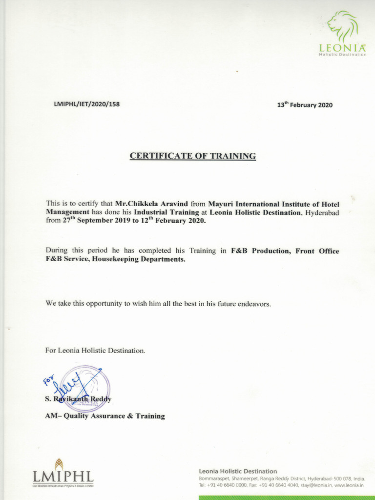 Scan Training Certificate | PDF