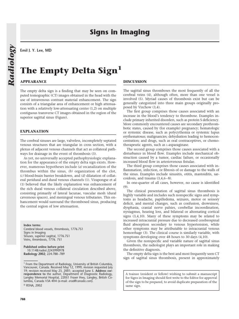 Empty Delta Sign | PDF | Thrombosis | Vein