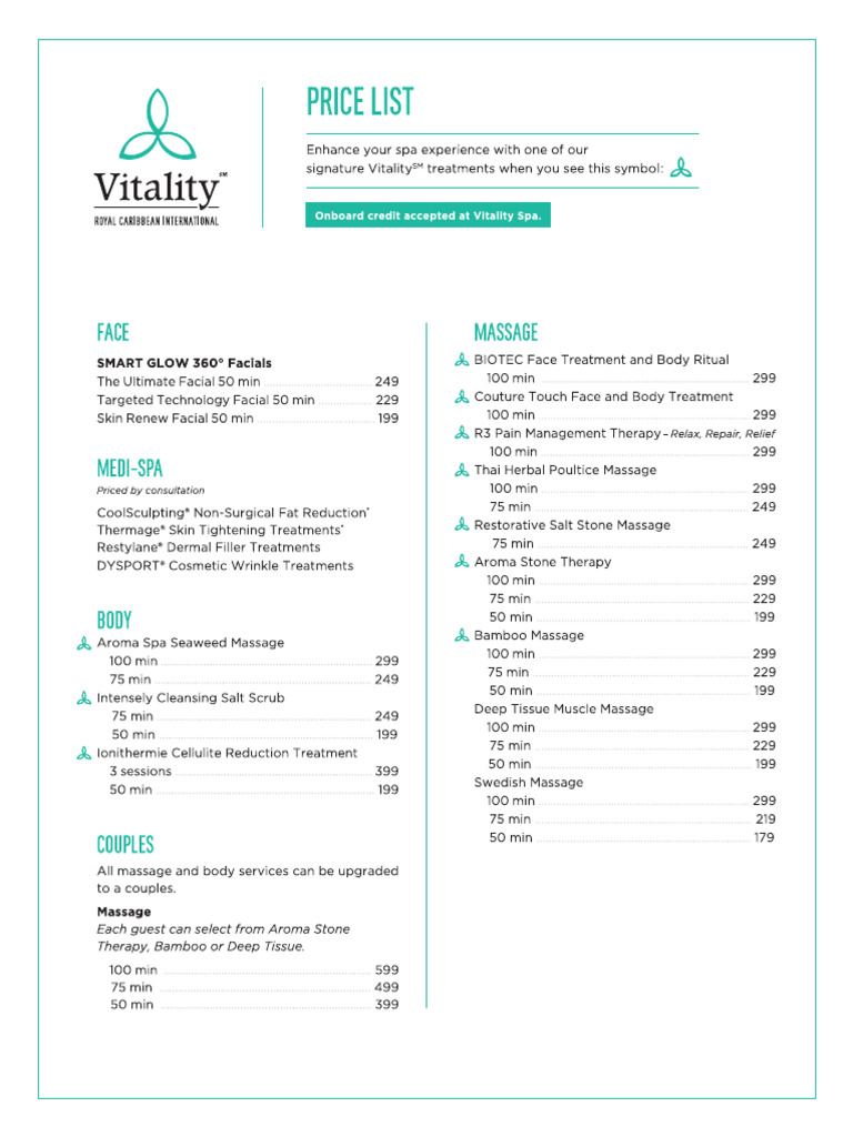 SPA New Price List With IV | PDF