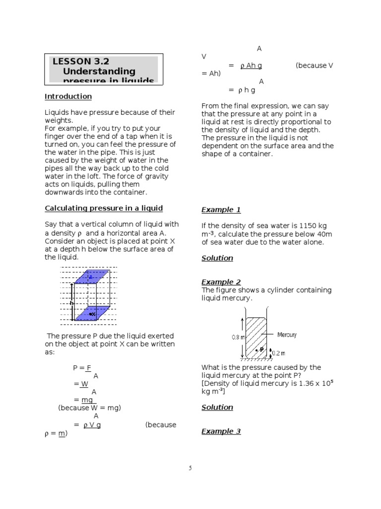 Liquid Pressure Explained | PDF | Pressure | Experiment