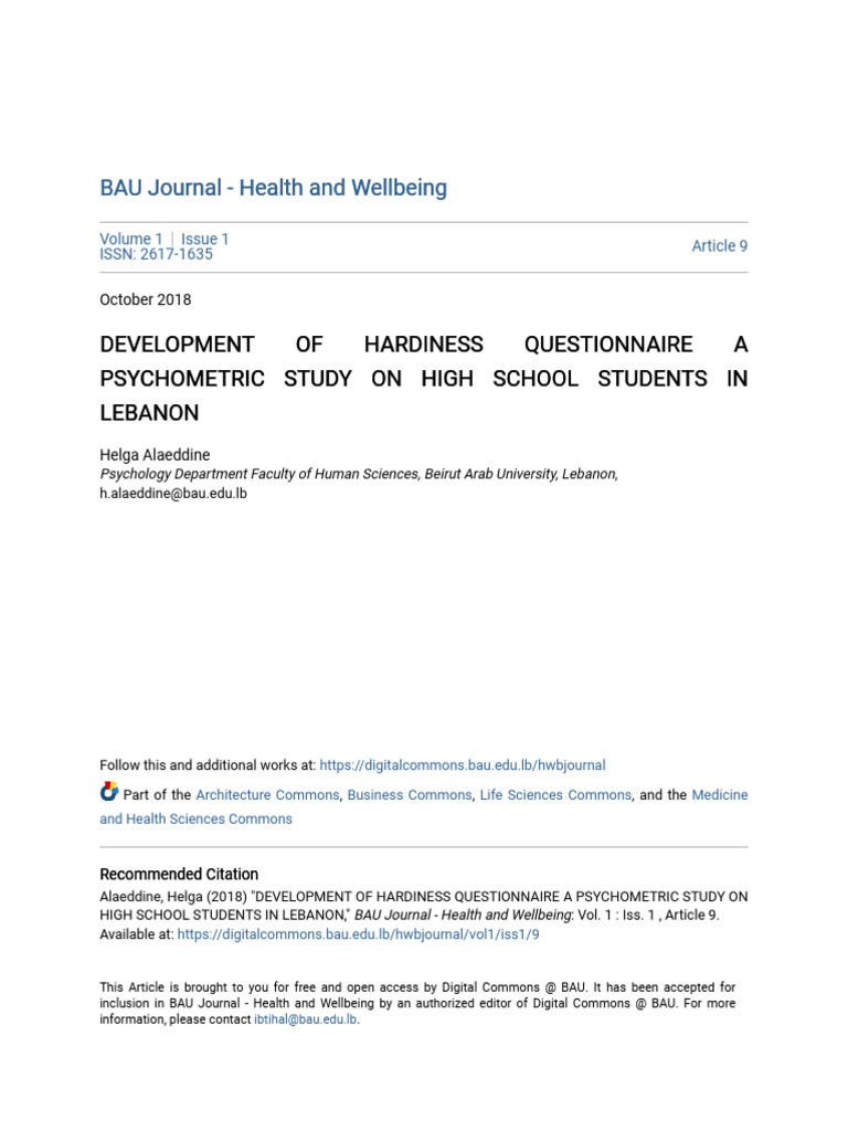 Development of Hardiness Questionnaire a Psychometric Study 21dqjumo0e ...