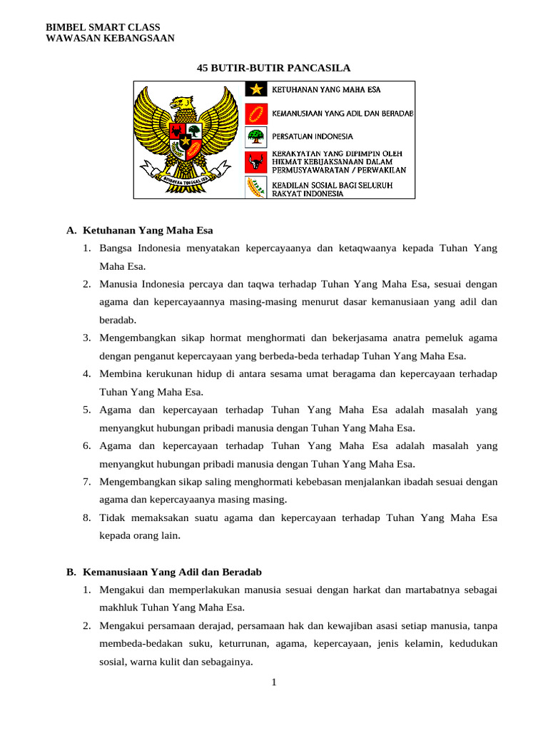 45 Butir Butir Pancasila | PDF