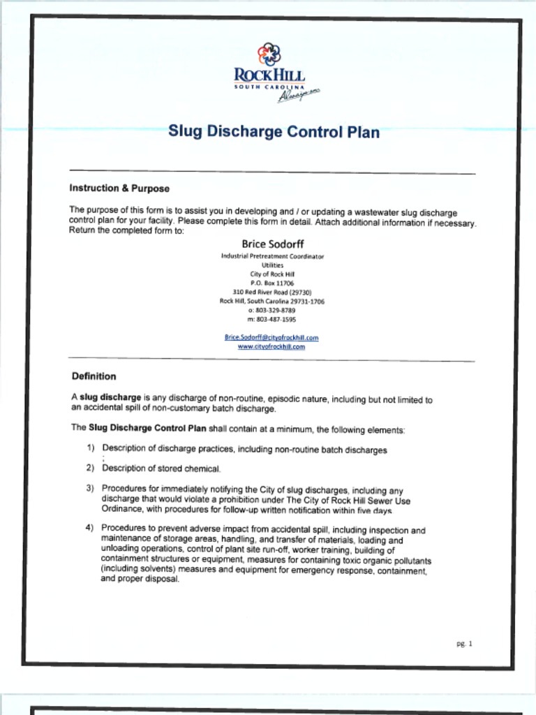 #1 Slug Discharge Control Plan Signed | PDF