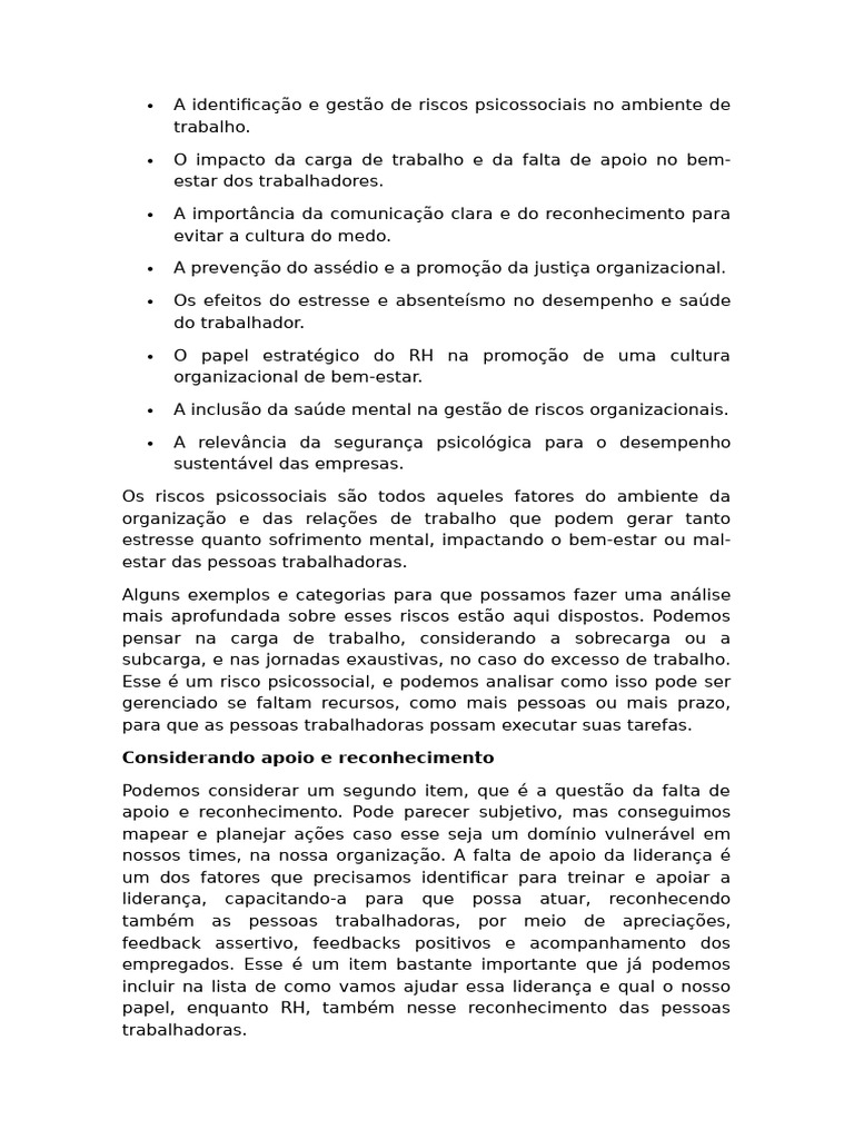 A Identificação e Gestão de Riscos Psicossociais No Ambiente de ...
