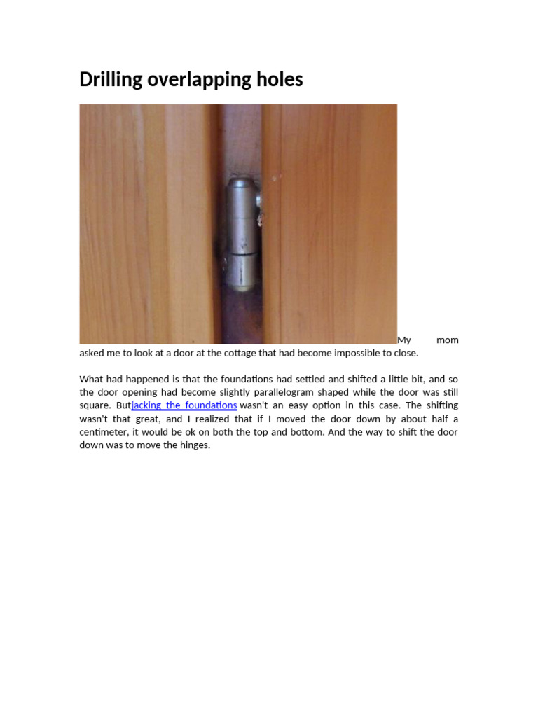 Drilling Overlapping Holes | PDF | Door